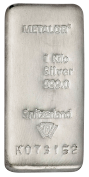 1000 Gramm Argor, Umicore, Metalor etc., Silberbarren, Rückläufer, gegossen